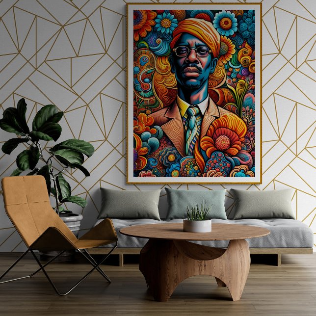 Poster Psychedelica Abstrait Africain Américain Homme (Créateur téléchargé)