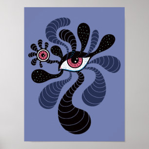 Poster Psychédélique Art Hypnotique Déplaisant double oei