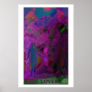 Poster psychédélique de la carte de tarot Lovers