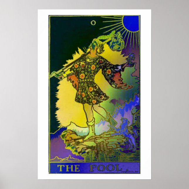 Poster psychédélique de la carte Fool Tarot (Devant)