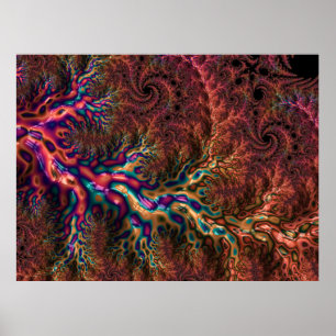 Poster Psychedélique Groovy Tripant Funky Coloré Fractale