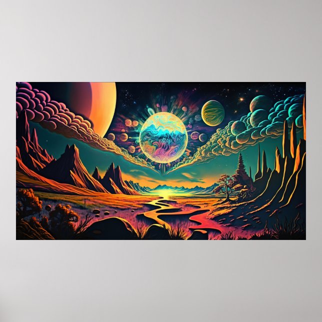 Poster Psychédélique spatiale (Devant)