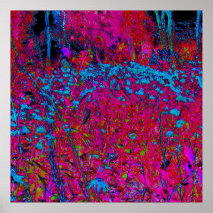 Poster Psychédélique Violet Lily Fleur Magenta Garden