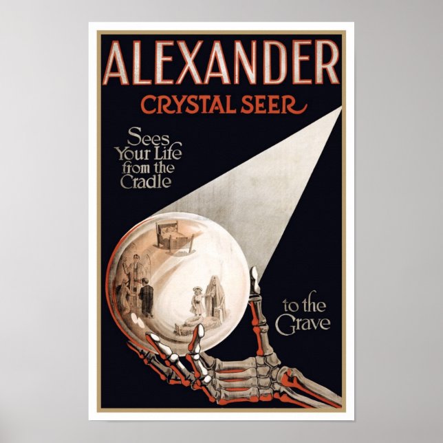 Poster Psychic Readings par Alexander, 1910. Magie vintag (Devant)