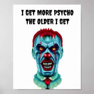 Poster Psycho Déplaisant Tueur Zombie Clown Horreur Art