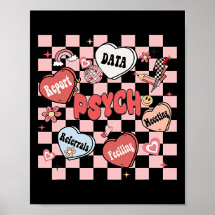 Poster Psychologue scolaire rétro groovy Saint-Valentin H