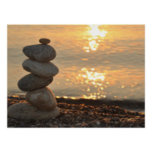 Poster Psychologue Thérapeute Pierres Zen, Coucher de sol