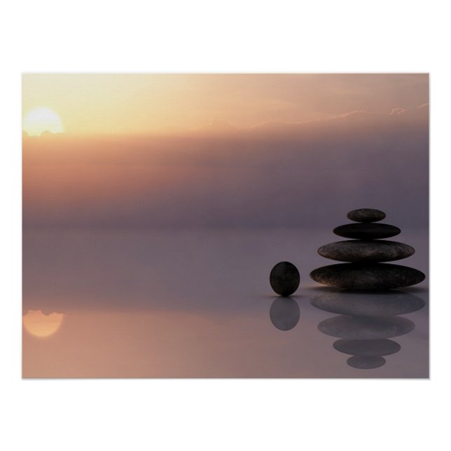 Poster Psychologue Thérapiste Zen Stones, Coucher du sole (Devant)