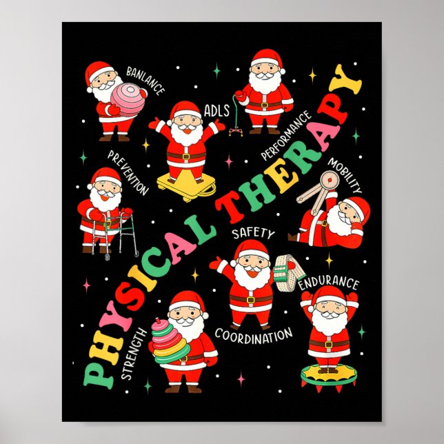 Poster Pt Christmas Physical Therapy Santa Therast Xmas P (Devant)