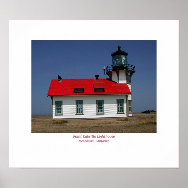 Poster Pt. Phare de Cabrillo, Mendocino, CA (Devant)