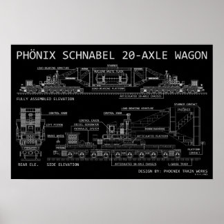 Poster PTW Wagon de train Schnabel de petite taille "Plan