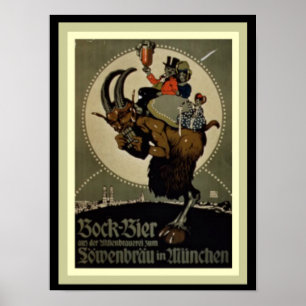 Poster publicitaire de bière Bock Lowenbrau 12 x 1