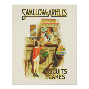 Poster publicitaire de biscuits Vintages colorés