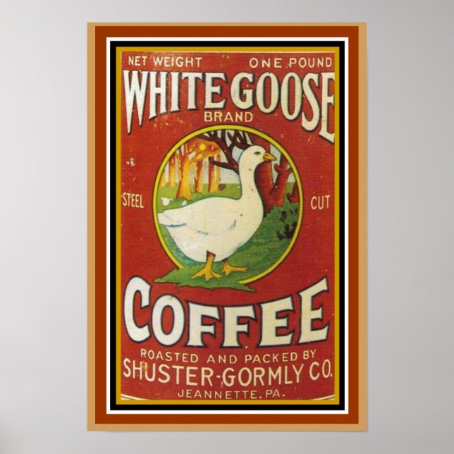 Poster publicitaire de café d'oie blanche 13 x 19 (Devant)