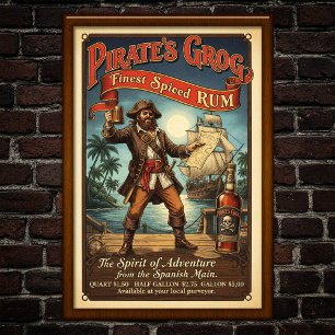 Poster publicitaire de rhum épicé vintage Pirate