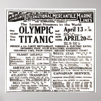 Poster publicitaire du journal RMS Titanic Passeng