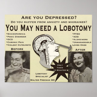 Poster publicitaire Lobotomy | Annonce Vintage |