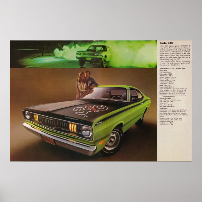 Poster publicitaire Plymouth Duster 340 1971 (Devant)