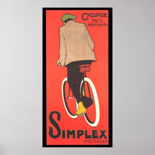 Poster publicitaire Simplex Bicycle Art vintage