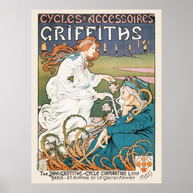 Poster publicitaire vintage à vélo France 1898 (Devant)