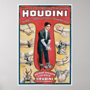 Poster publicitaire vintage Houdini Handcuff King