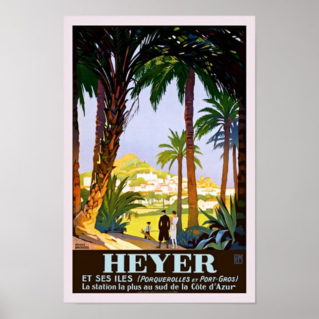 Poster publicitaire Vintage voyage Hyeres France (Devant)