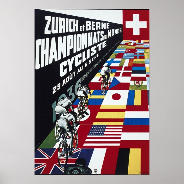 Poster Publicité à vélo Championnat Vintage de Zurich (Devant)