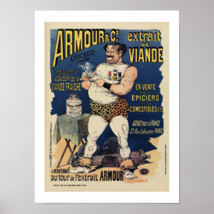Poster Publicité amusante d'extrait de viande vintage
