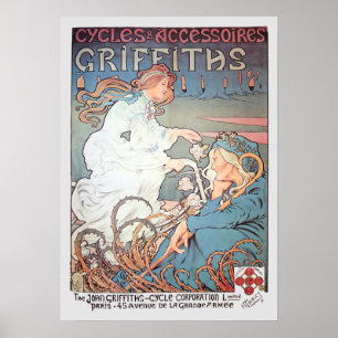 Poster Publicité ancienne de vélo Art Nouveau français