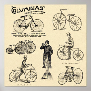 Poster Publicité ancienne pour bicyclette Columbia