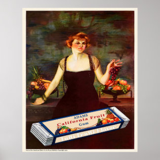 Poster Publicité ancienne pour chewing-gum de 1920