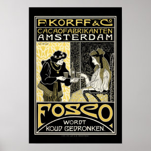 Poster Publicité au chocolat hollandais Art nouveau vinta