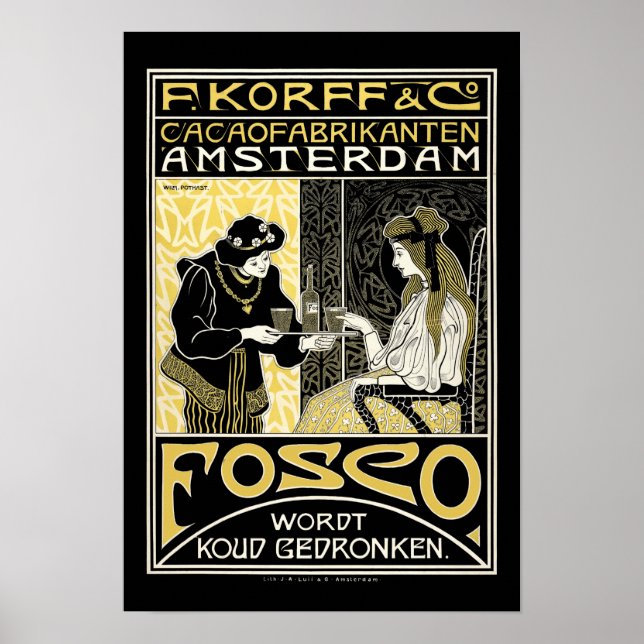 Poster Publicité au chocolat hollandais Art nouveau vinta (Devant)