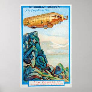 Poster Publicité au chocolat Masson avec Zeppelin Airship