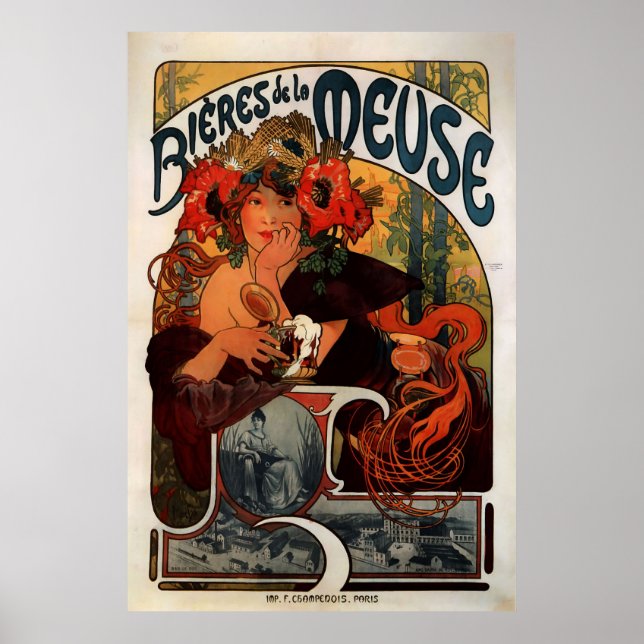 Poster Publicité de bière Alphons Mucha (Devant)