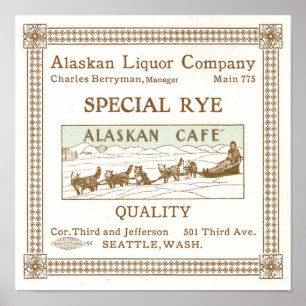 Poster Publicité de la Alaskan Liquor Company vers 1912