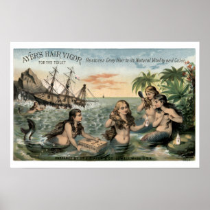 Poster Publicité de l'ère victorienne vintage avec des si