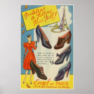 Poster Publicité de mode Paris vintage