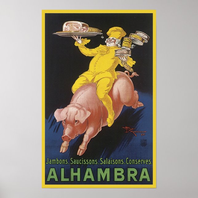 Poster Publicité de porc volante de jambon de l'Alhambra (Devant)