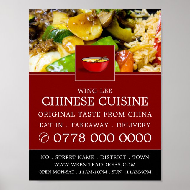 Poster Publicité de restaurant chinois (Devant)