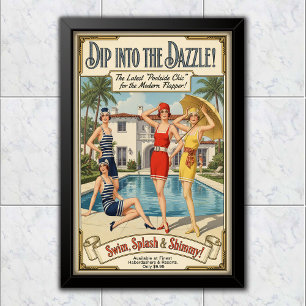 Poster Publicité de vêtements de bain chic au bord de la 