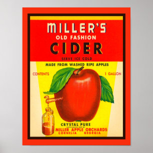 Poster Publicité du cidre d'Apple de vintage Miller