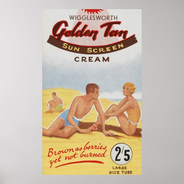 Poster Publicité écran solaire Typographie de plage Vinta (Devant)