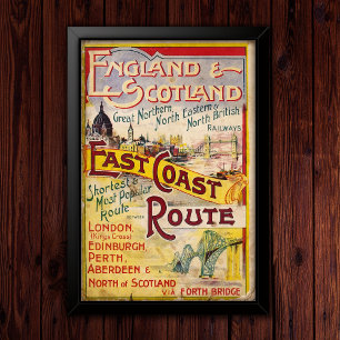 Poster Publicité ferroviaire vintage Angleterre & Écosse