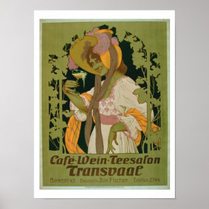 Poster Publicité par affichage "Transvaal" un café, vin