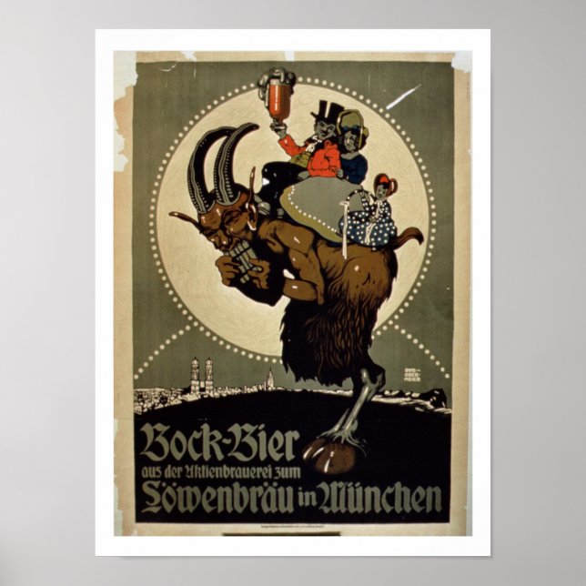 Poster Publicité pour 'Bock Beer de Lowenbrau Brewer (Devant)