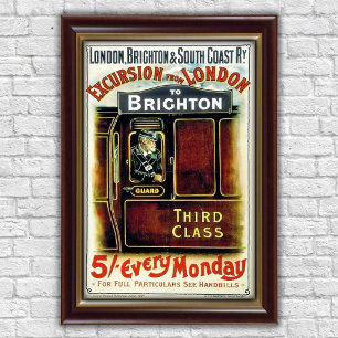 Poster Publicité pour excursion ferroviaire vintage