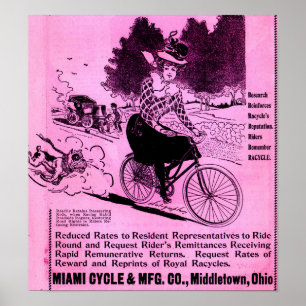 Poster Publicité pour le Racycle, un vélo des années 1890