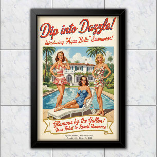 Poster Publicité pour maillots de bain Aqua Belle de 1948