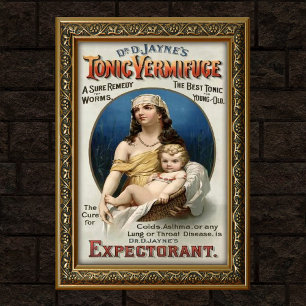 Poster Publicité pour un médicament vermifuge vintage